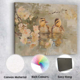 Cute Spring Ducklings Blossom Pond Wildlife Canvas Wall Art Print Decor Picture Ready to Hang