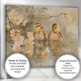 Cute Spring Ducklings Blossom Pond Wildlife Canvas Wall Art Print Decor Picture Ready to Hang