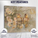 Cute Spring Ducklings Blossom Pond Wildlife Canvas Wall Art Print Decor Picture Ready to Hang