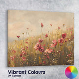 Elegant Pink Wild Poppy Meadow Floral Canvas Wall Art Print Decor Picture Ready to Hang