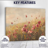 Elegant Pink Wild Poppy Meadow Floral Canvas Wall Art Print Decor Picture Ready to Hang