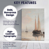 Peaceful Coastal Sailing Boats Misty Harbour Canvas Wall Art Print Decor Picture Ready to Hang