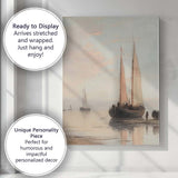 Peaceful Coastal Sailing Boats Misty Harbour Canvas Wall Art Print Decor Picture Ready to Hang