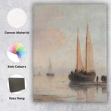 Peaceful Coastal Sailing Boats Misty Harbour Canvas Wall Art Print Decor Picture Ready to Hang