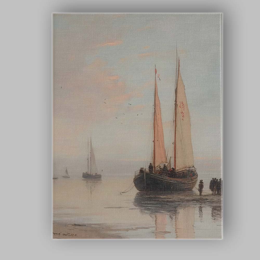 Peaceful Coastal Sailing Boats Misty Harbour Canvas Wall Art Print Decor Picture Ready to Hang