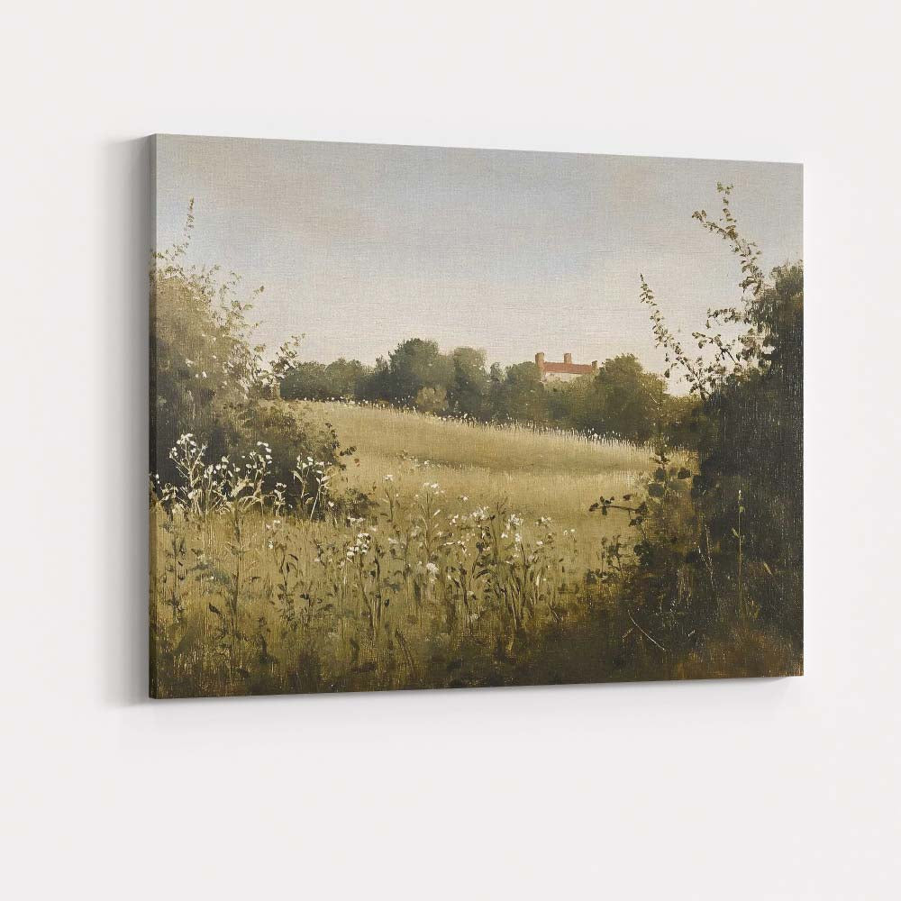 Soft Sepia Wildflower Meadow Rustic Countryside Landscape Canvas Wall Art Print Decor Picture Ready to Hang
