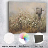 Rustic Wildflower Meadow Garden Birdhouse Impressionist Canvas Wall Art Print Decor Picture Ready to Hang