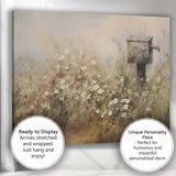 Rustic Wildflower Meadow Garden Birdhouse Impressionist Canvas Wall Art Print Decor Picture Ready to Hang