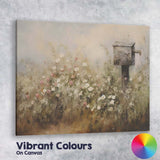 Rustic Wildflower Meadow Garden Birdhouse Impressionist Canvas Wall Art Print Decor Picture Ready to Hang