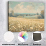 Dreamy Wildflower Meadow Rolling Hills Summer Landscape Canvas Wall Art Print Decor Picture Ready to Hang