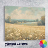 Dreamy Wildflower Meadow Rolling Hills Summer Landscape Canvas Wall Art Print Decor Picture Ready to Hang