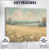 Dreamy Wildflower Meadow Rolling Hills Summer Landscape Canvas Wall Art Print Decor Picture Ready to Hang