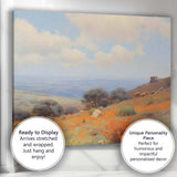 Sunny Hillside Orange Poppy Meadow Landscape Canvas Wall Art Print Decor Picture Ready to Hang
