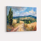 Impressionist Country Lane Rolling Hills Summer Landscape Canvas Wall Art Print Decor Picture Ready to Hang