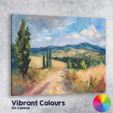 Impressionist Country Lane Rolling Hills Summer Landscape Canvas Wall Art Print Decor Picture Ready to Hang