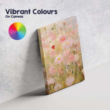 Soft Pink Wildflower Meadow Impressionist Floral Canvas Wall Art Print Decor Picture Ready to Hang