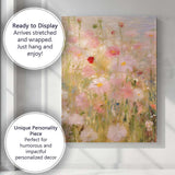 Soft Pink Wildflower Meadow Impressionist Floral Canvas Wall Art Print Decor Picture Ready to Hang