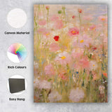 Soft Pink Wildflower Meadow Impressionist Floral Canvas Wall Art Print Decor Picture Ready to Hang