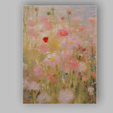 Soft Pink Wildflower Meadow Impressionist Floral Canvas Wall Art Print Decor Picture Ready to Hang