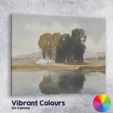 Serene Lakeside Trees Reflection Watercolour Landscape Canvas Wall Art Print Decor Picture Ready to Hang
