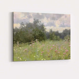 Impressionist Summer Meadow Pink Wildflowers Woodland Landscape Canvas Wall Art Print Decor Picture Ready to Hang