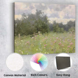 Impressionist Summer Meadow Pink Wildflowers Woodland Landscape Canvas Wall Art Print Decor Picture Ready to Hang