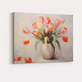 Contemporary Pink Tulip Bouquet Floral Still Life Canvas Wall Art Print Decor Picture Ready to Hang