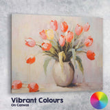 Contemporary Pink Tulip Bouquet Floral Still Life Canvas Wall Art Print Decor Picture Ready to Hang