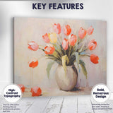 Contemporary Pink Tulip Bouquet Floral Still Life Canvas Wall Art Print Decor Picture Ready to Hang
