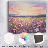 Impressionist Lavender Daisy Wildflower Meadow Sunrise Landscape Canvas Wall Art Print Decor Picture Ready to Hang