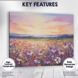 Impressionist Lavender Daisy Wildflower Meadow Sunrise Landscape Canvas Wall Art Print Decor Picture Ready to Hang
