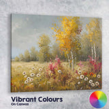 Colourful Wildflower Birch Tree Meadow Impressionist Landscape Canvas Wall Art Print Decor Picture Ready to Hang