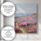 Dreamy Pink Coastal Wildflower Meadow Landscape Canvas Wall Art Print Decor Picture Ready to Hang