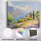 Mediterranean Coastal Village Mountain Lake Landscape Canvas Wall Art Print Decor Picture Ready to Hang