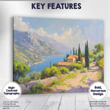 Mediterranean Coastal Village Mountain Lake Landscape Canvas Wall Art Print Decor Picture Ready to Hang
