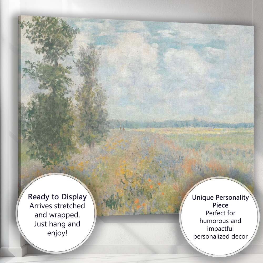 Impressionist Summer Wildflower Meadow Countryside Landscape Canvas Wall Art Print Decor Picture Ready to Hang