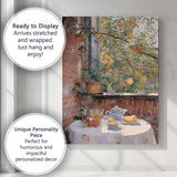 Sunlit Orange Tree Courtyard Still Life Impressionist Canvas Wall Art Print Decor Picture Ready to Hang