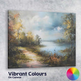 Atmospheric Lakeside Woodland Landscape Impressionist Painting Canvas Wall Art Print Decor Picture Ready to Hang