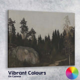 Dark Nordic Forest Woodland Landscape Rustic Canvas Wall Art Print Decor Picture Ready to Hang