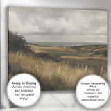Muted Countryside Fields Panoramic Landscape Painting Canvas Wall Art Print Decor Picture Ready to Hang
