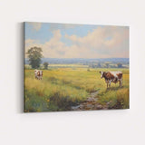 Pastoral Countryside Grazing Cows Meadow Landscape Canvas Wall Art Print Decor Picture Ready to Hang