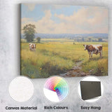 Pastoral Countryside Grazing Cows Meadow Landscape Canvas Wall Art Print Decor Picture Ready to Hang
