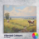 Pastoral Countryside Grazing Cows Meadow Landscape Canvas Wall Art Print Decor Picture Ready to Hang
