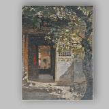 Traditional Chinese Courtyard Entrance Ancient Architecture Impressionist Garden Painting Canvas Wall Art Print Decor Picture Ready to Hang
