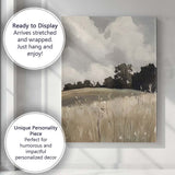 Abstract Neutral Countryside Meadow Wildflower Landscape Oil Painting Canvas Wall Art Print Decor Picture Ready to Hang