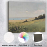 Coastal Wildflower Meadow Rolling Hills Seascape Landscape Canvas Wall Art Print Decor Picture Ready to Hang