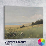 Coastal Wildflower Meadow Rolling Hills Seascape Landscape Canvas Wall Art Print Decor Picture Ready to Hang
