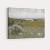 Soft Coastal Meadow Wildflowers Panoramic Landscape Canvas Wall Art Print Decor Picture Ready to Hang