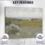 Soft Coastal Meadow Wildflowers Panoramic Landscape Canvas Wall Art Print Decor Picture Ready to Hang