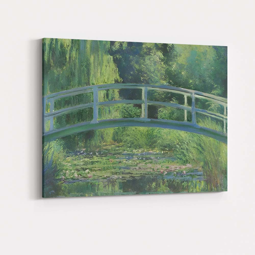 Impressionist Japanese Garden Arched Bridge Tranquil Pond Canvas Wall Art Print Decor Picture Ready to Hang